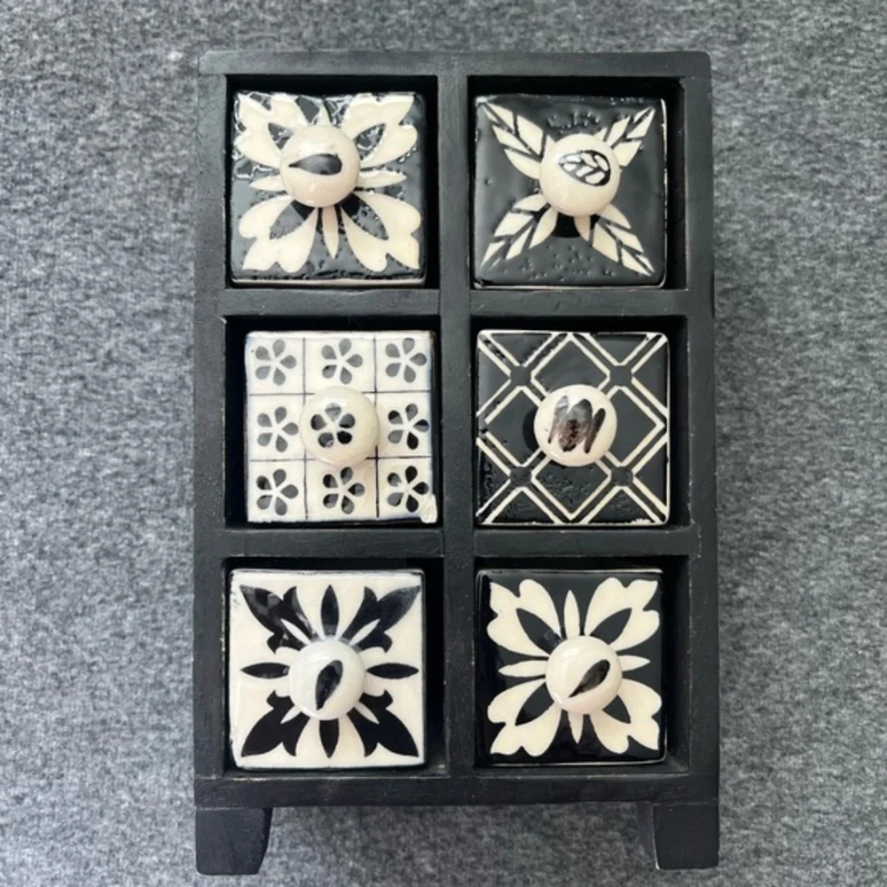 Copenhagen Mid-Century Modern Pottery 6 Tile Drawers Organizer Denmark Storage